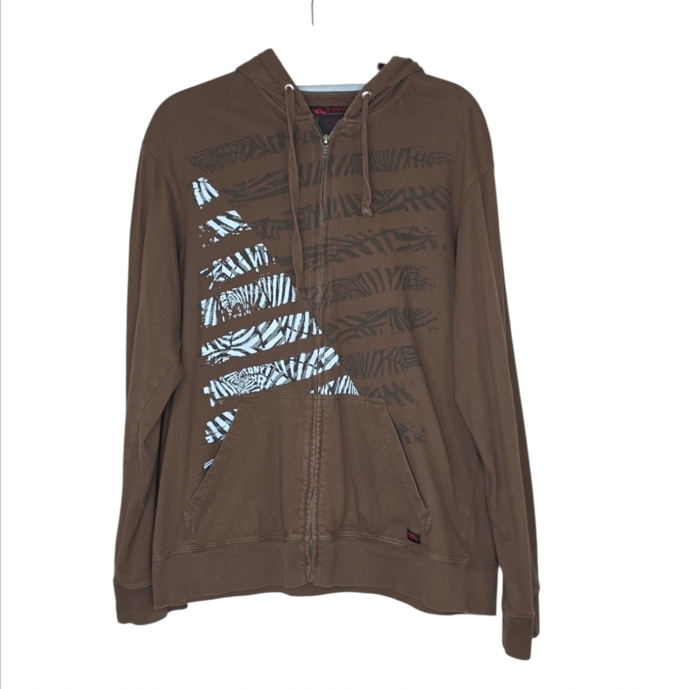 VTG Tony Hawk Brown & Blue Zip Front Skater Hoodie Size XL